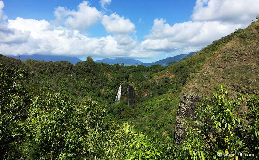 ハワイ・カウアイ島のオパエカアの滝