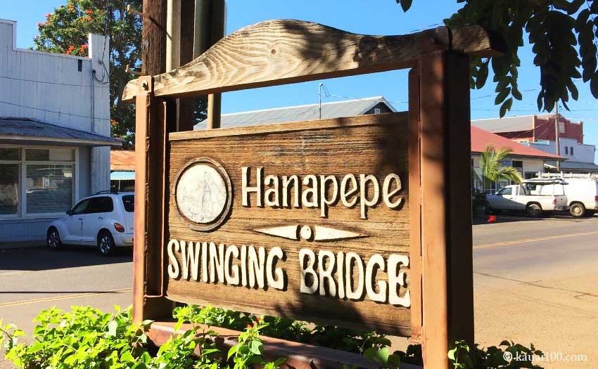 Hanapepe Swinging Bridgeの案内ボード